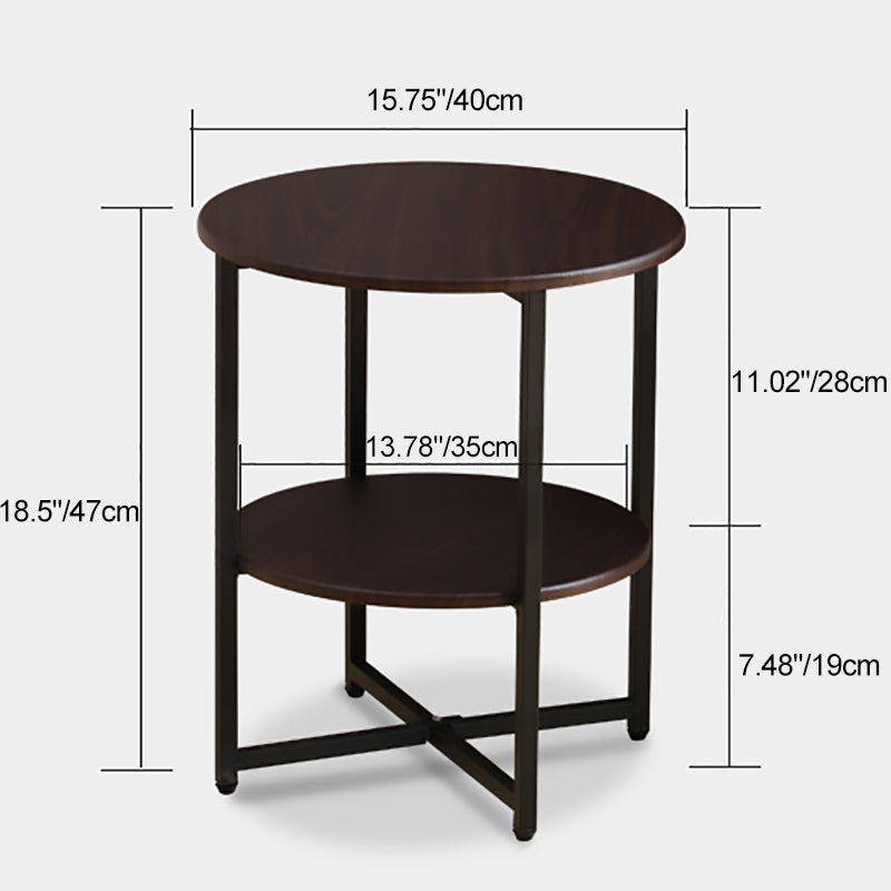 Modern Minimalist Fiberboard & PVC Round End Table With 2-Tier For Living Room