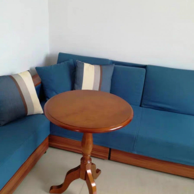 Traditional European Solid Wood Round Triangular Base Coffee Table For Living Room