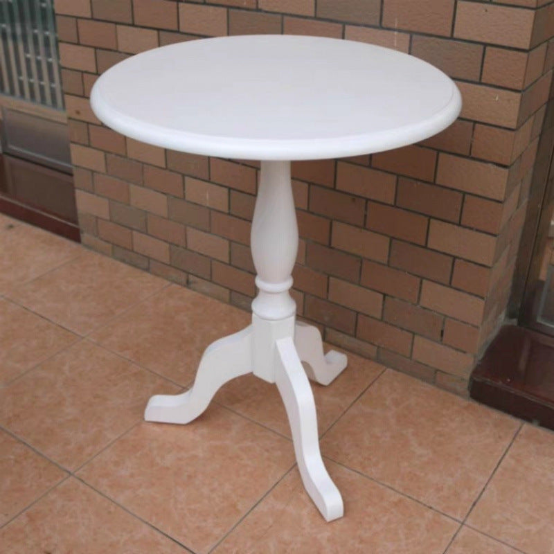Traditional European Solid Wood Round Triangular Base Coffee Table For Living Room