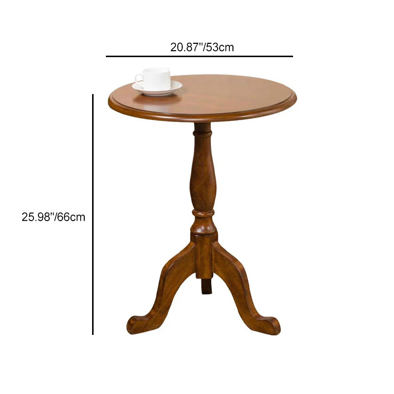 Traditional European Solid Wood Round Triangular Base Coffee Table For Living Room