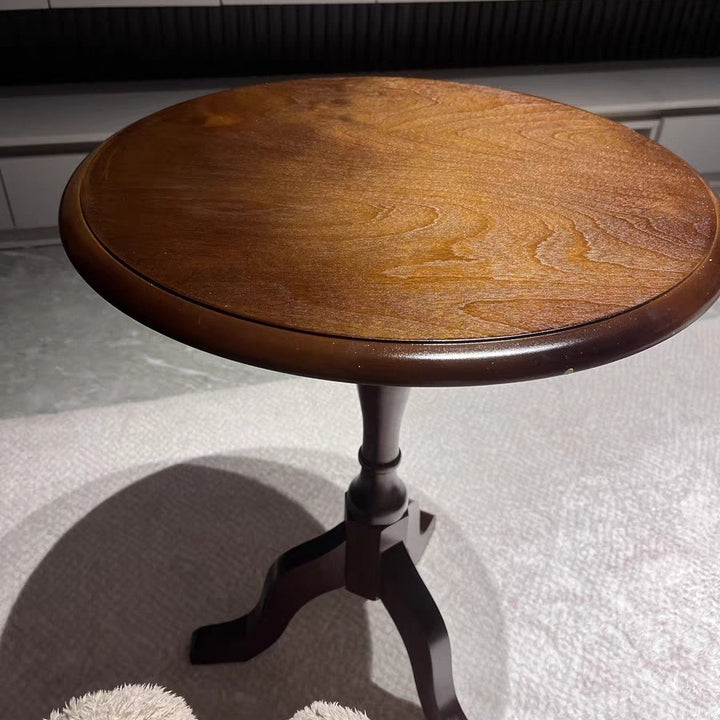 Traditional European Solid Wood Round Triangular Base Coffee Table For Living Room
