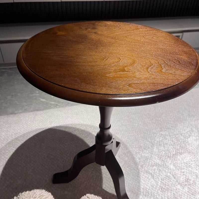 Traditional European Solid Wood Round Triangular Base Coffee Table For Living Room