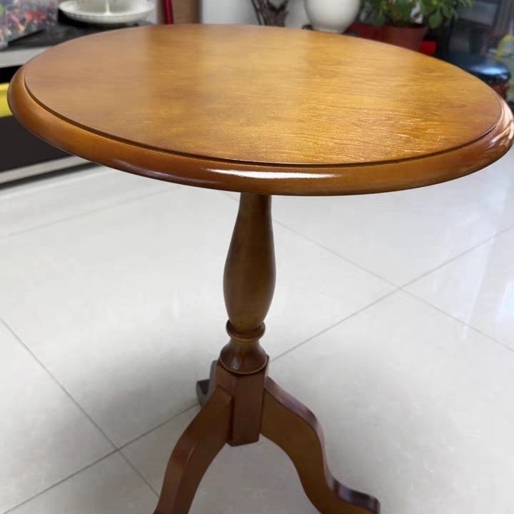 Traditional European Solid Wood Round Triangular Base Coffee Table For Living Room