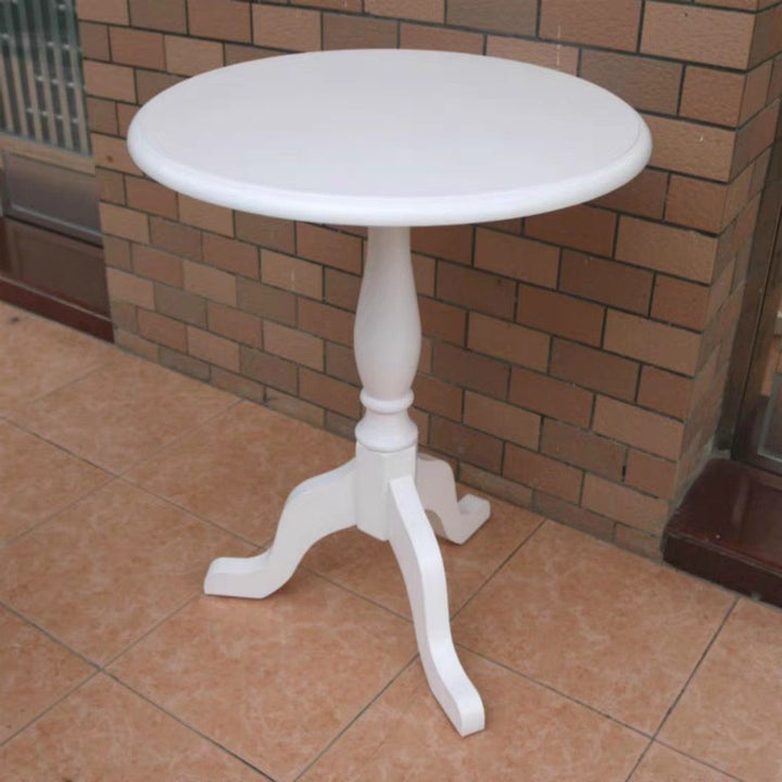 Traditional European Solid Wood Round Triangular Base Coffee Table For Living Room