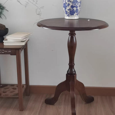 Traditional European Solid Wood Round Triangular Base Coffee Table For Living Room