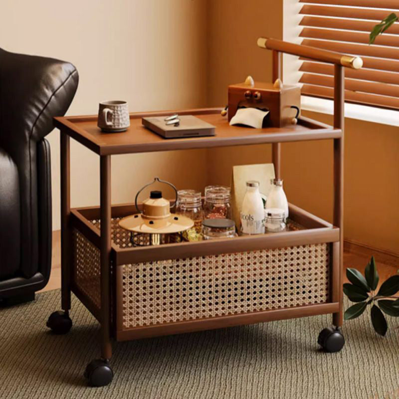 Moderner Mid-Century Bambus Rattan MDF Rechteckiger Beistelltisch mit – BulbSquare