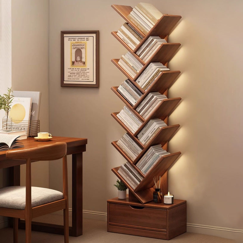 Moderne kreative, umweltfreundliche, baumförmige Bücherregal mit Schublade für das Wohnzimmer 