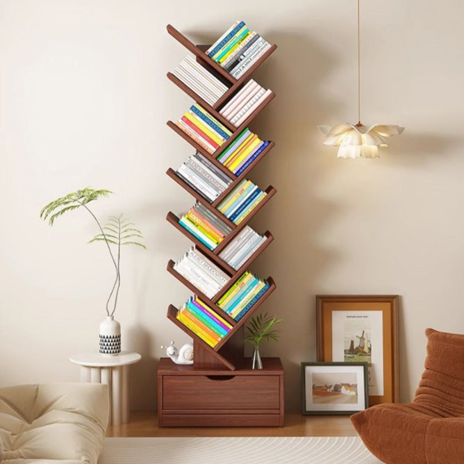 Moderne kreative, umweltfreundliche, baumförmige Bücherregal mit Schublade für das Wohnzimmer 