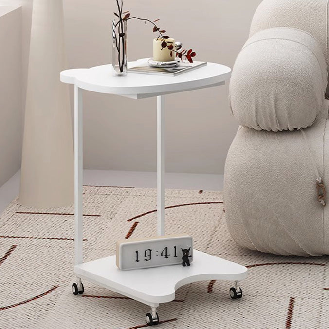 Zeitgenössischer kreativer Beistelltisch aus Holzwerkstoff und Metall in Panda-Form mit 2 Ebenen und Rädern für das Wohnzimmer 