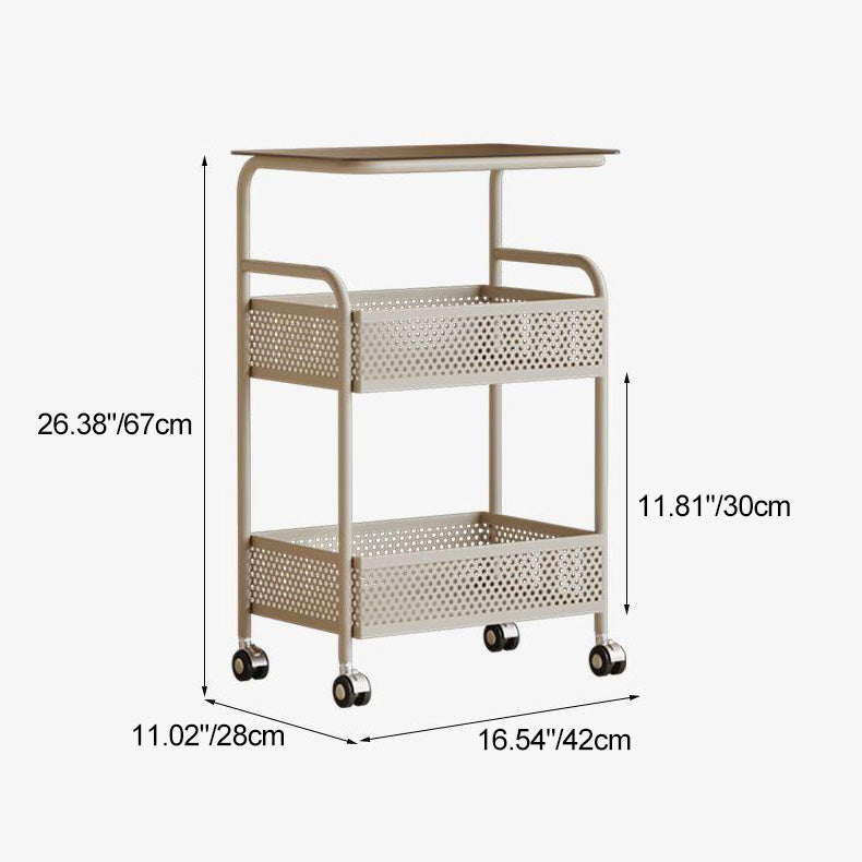 Moderner minimalistischer Glas- und Eisen-Rechteckiger Beistelltisch mit 3 Ebenen und 2 Ablagen für das Wohnzimmer 