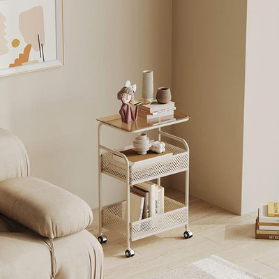 Moderner minimalistischer Glas- und Eisen-Rechteckiger Beistelltisch mit 3 Ebenen und 2 Ablagen für das Wohnzimmer 