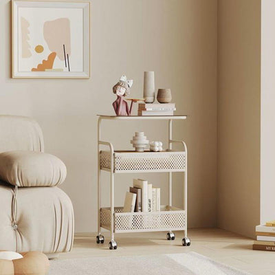 Moderner minimalistischer Glas- und Eisen-Rechteckiger Beistelltisch mit 3 Ebenen und 2 Ablagen für das Wohnzimmer 