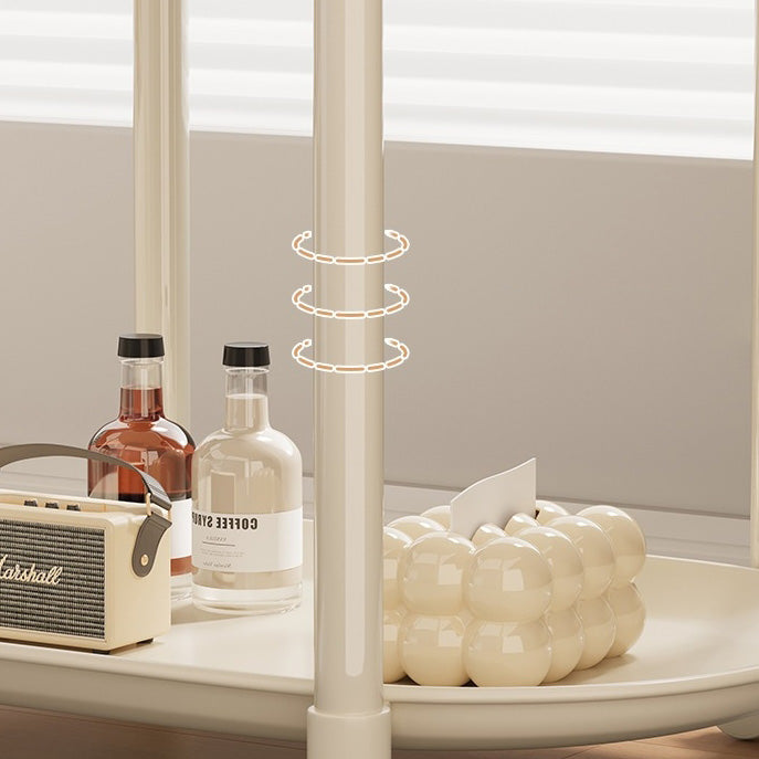 Table basse ovale contemporaine en plastique et acier avec roulettes et 2 niveaux pour salon 