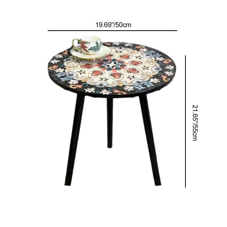 Traditional Vintage Solid Wood &amp; Medium Density Fiberboard Round Coffee Table For Living Room