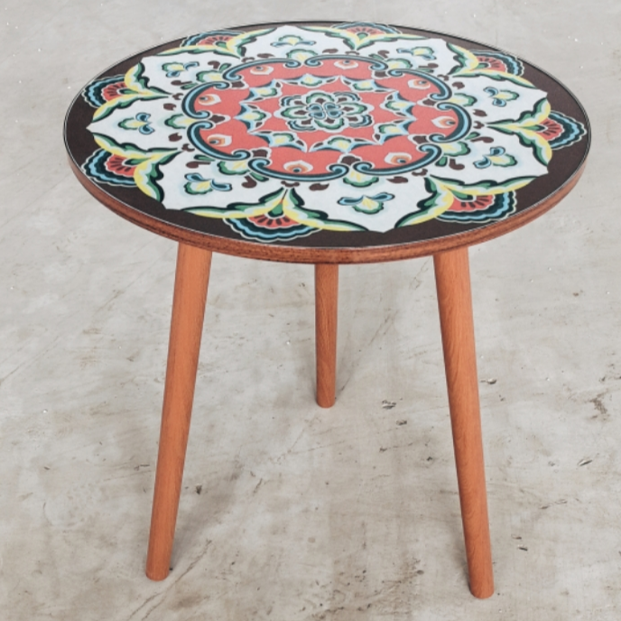 Traditional Vintage Solid Wood &amp; Medium Density Fiberboard Round Coffee Table For Living Room