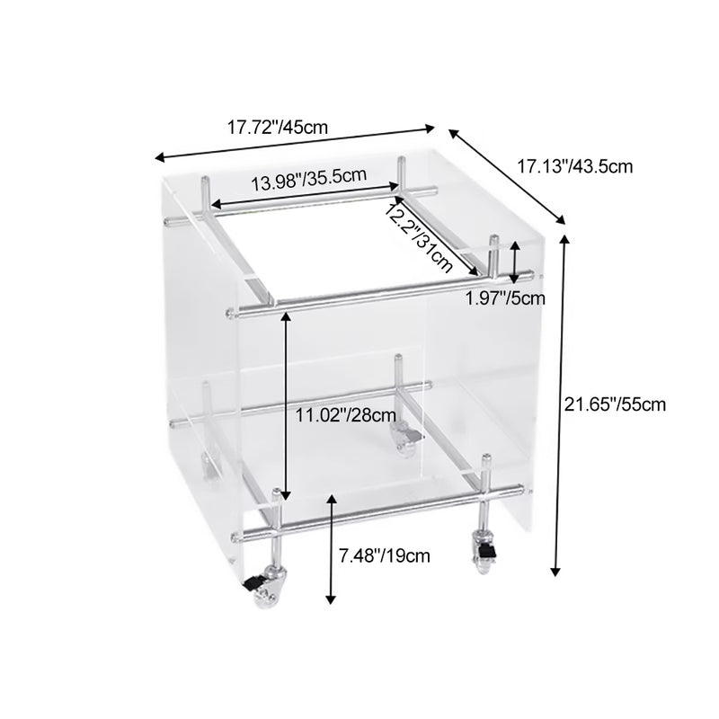 Moderner minimalistischer rechteckiger Beistelltisch aus Acryl und Edelstahl mit 2 Ebenen für das Wohnzimmer 
