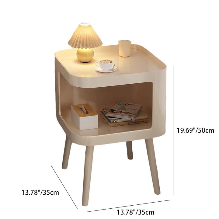 Contemporary Creative Stainless Steel Square End Table With 2 Tiers For Living Room