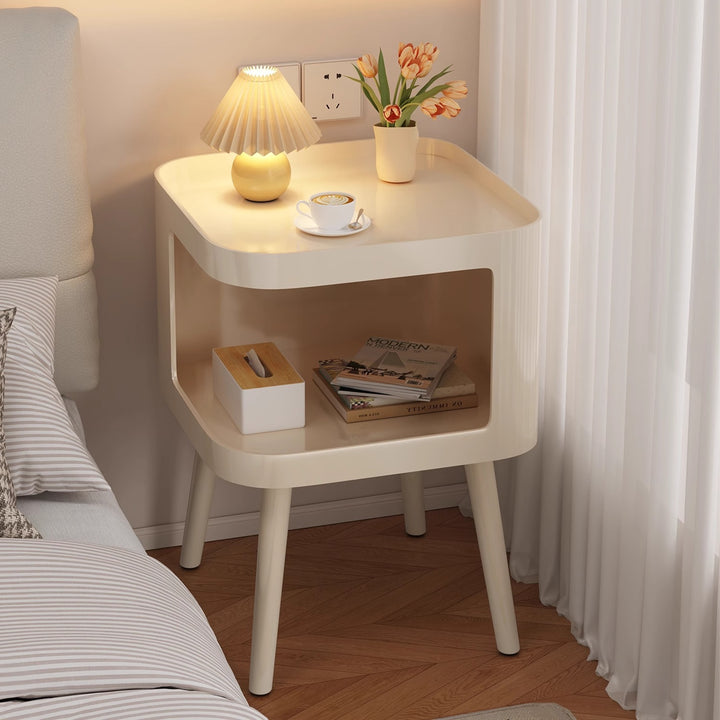 Contemporary Creative Stainless Steel Square End Table With 2 Tiers For Living Room