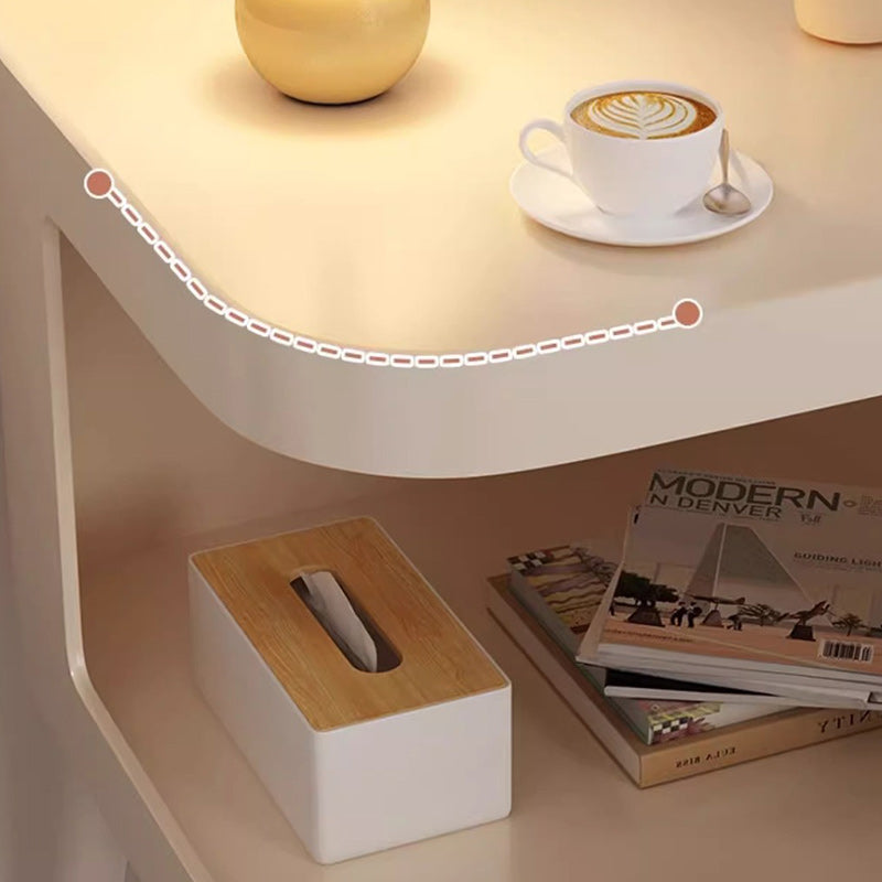 Contemporary Creative Stainless Steel Square End Table With 2 Tiers For Living Room