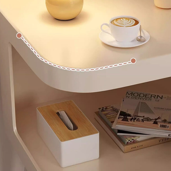 Contemporary Creative Stainless Steel Square End Table With 2 Tiers For Living Room
