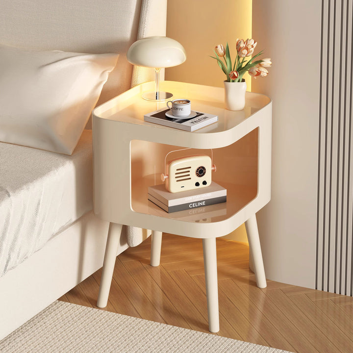 Contemporary Creative Stainless Steel Square End Table With 2 Tiers For Living Room