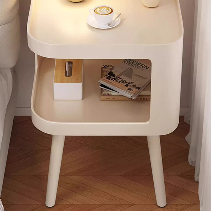 Contemporary Creative Stainless Steel Square End Table With 2 Tiers For Living Room