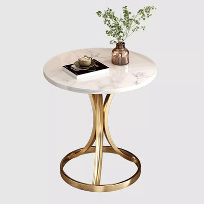 Modern Luxury Marble & Carbon Steel Round Coffee Table For Living Room