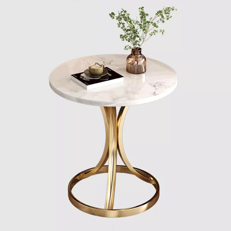 Modern Luxury Marble & Carbon Steel Round Coffee Table For Living Room