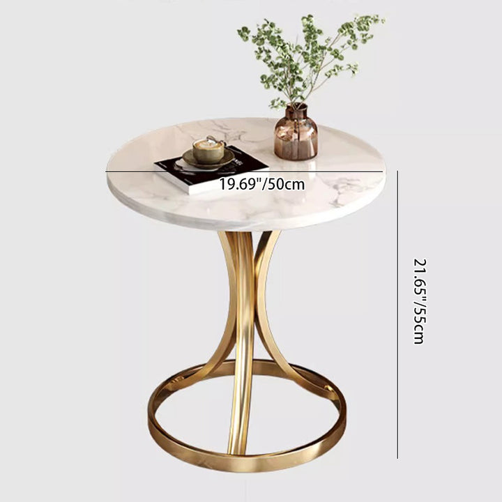 Table basse ronde en panneau de fibres à densité moyenne et acier au carbone, de luxe moderne, pour salon 