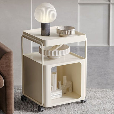 Moderner minimalistischer Eisen-Abgerundeter Rechteckiger Beistelltisch 3-stufig für das Wohnzimmer 