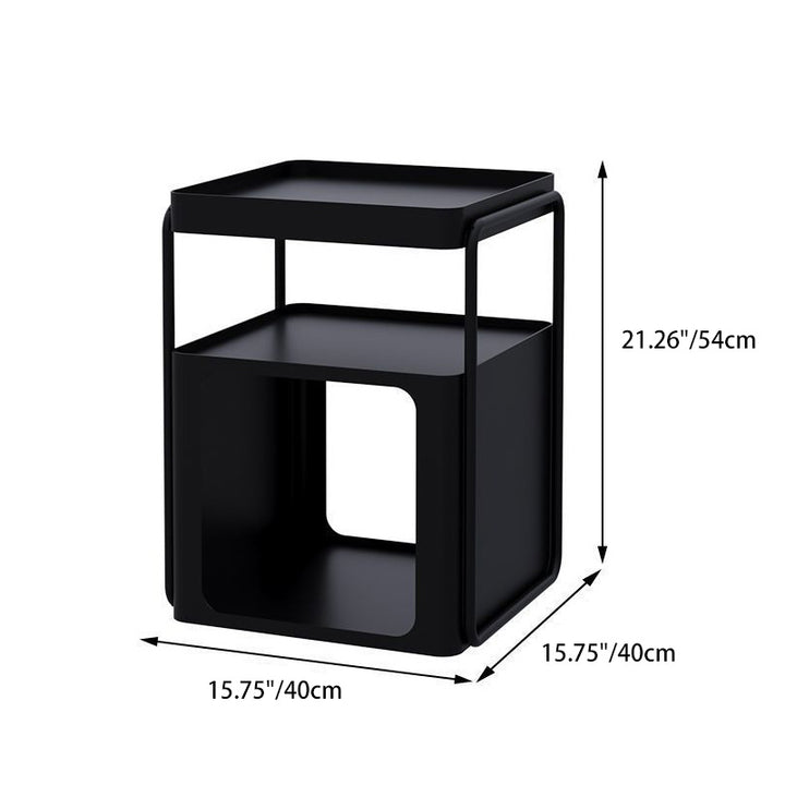 Modern Minimalist Iron Rounded Rectangular End Table 3-Tier For Living Room