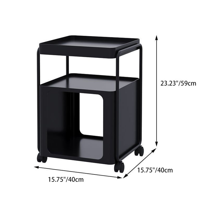 Modern Minimalist Iron Rounded Rectangular End Table 3-Tier For Living Room