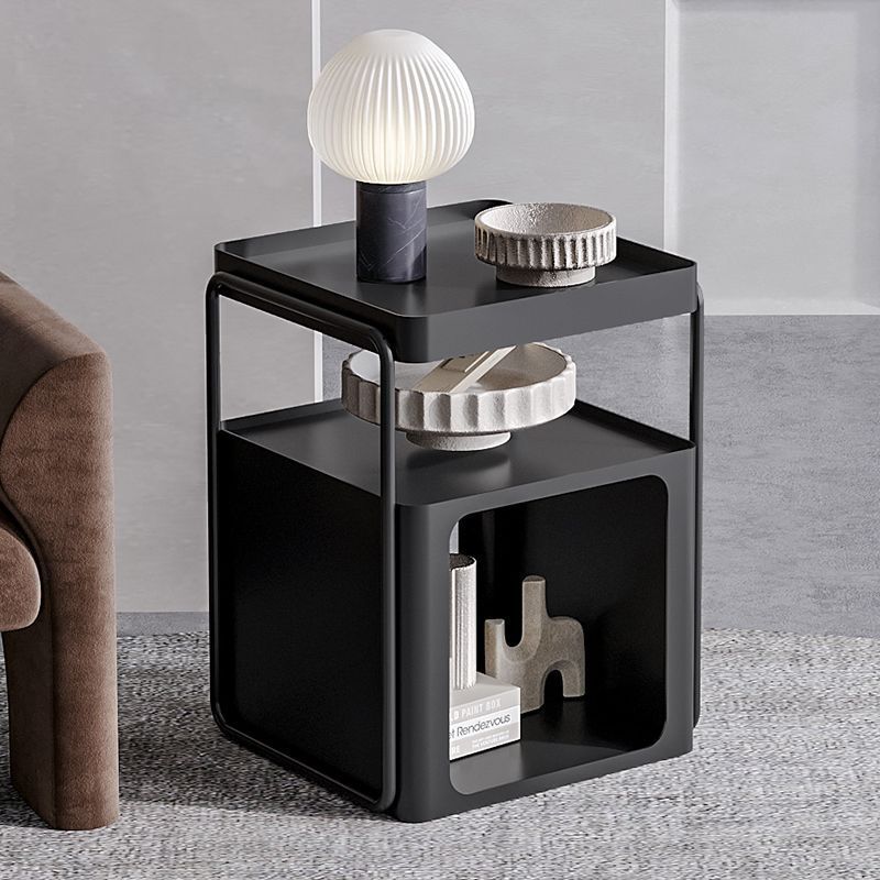 Moderner minimalistischer Eisen-Abgerundeter Rechteckiger Beistelltisch 3-stufig für das Wohnzimmer 