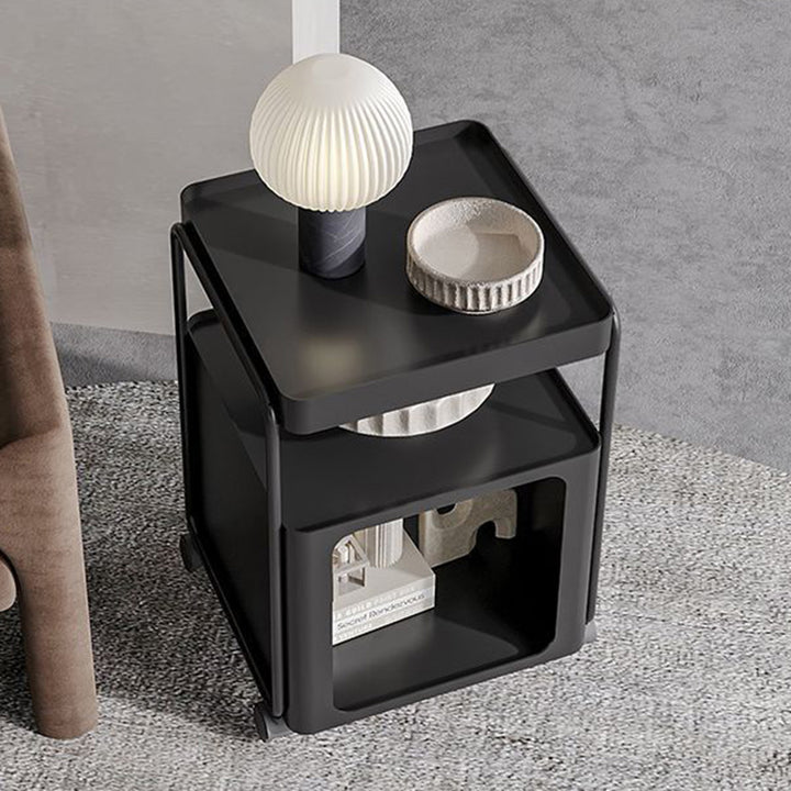 Modern Minimalist Iron Rounded Rectangular End Table 3-Tier For Living Room