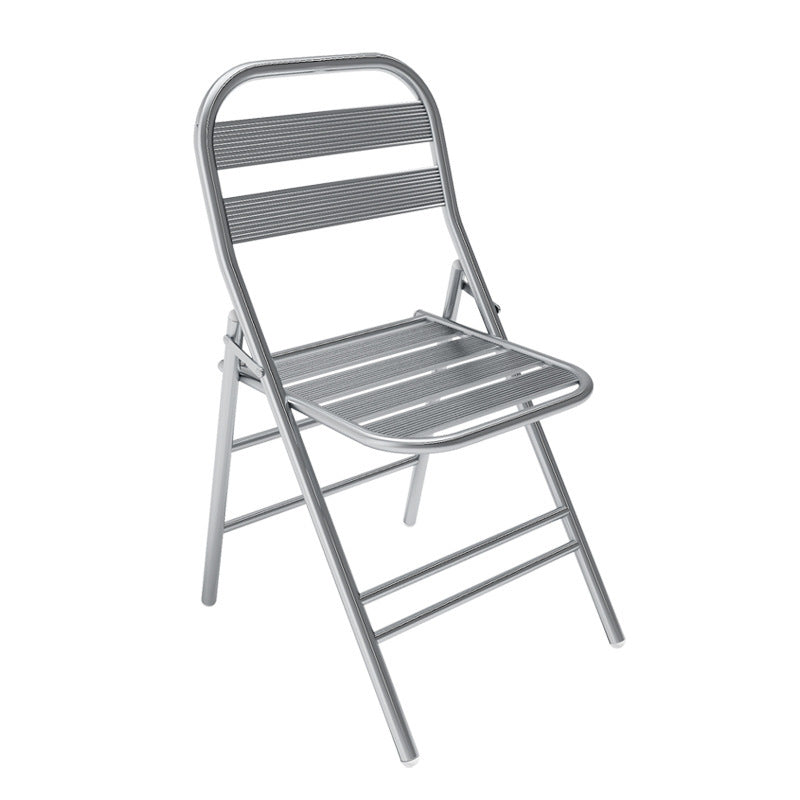 Contemporary Industrial Double-Layer Stainless Steel Rectangular Folding Dining Table & Chair Set For Restaurant