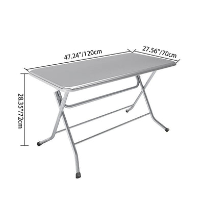Contemporary Industrial Double-Layer Stainless Steel Rectangular Folding Dining Table & Chair Set For Restaurant
