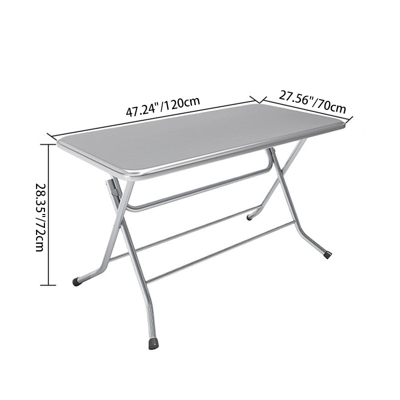 Contemporary Industrial Double-Layer Stainless Steel Rectangular Folding Dining Table & Chair Set For Restaurant