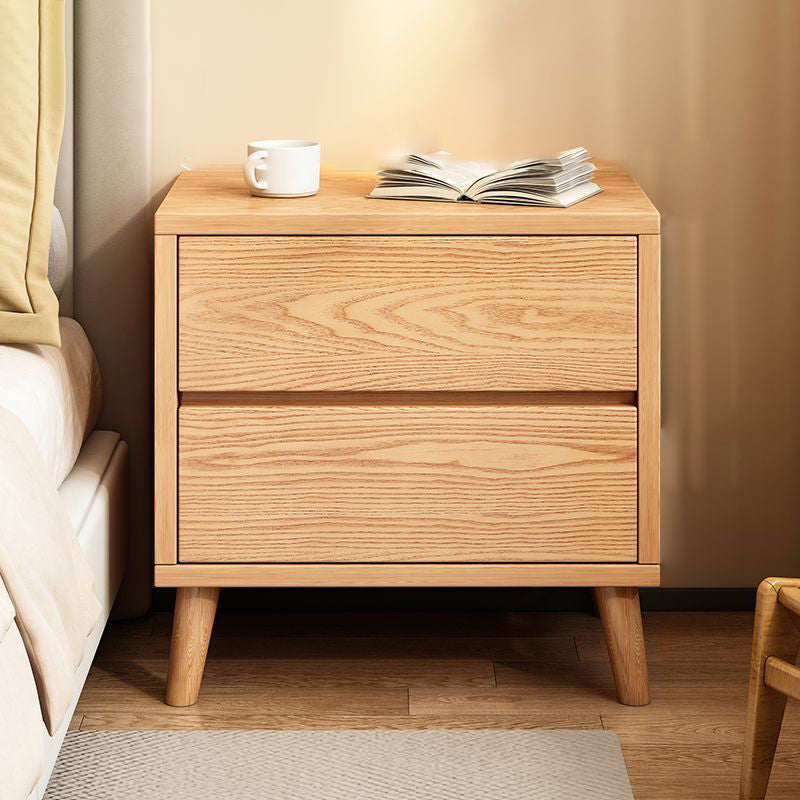 Modern Minimalist Solid Wood Eco-Board Rectangular Nightstand 2/3 Drawers For Bedroom
