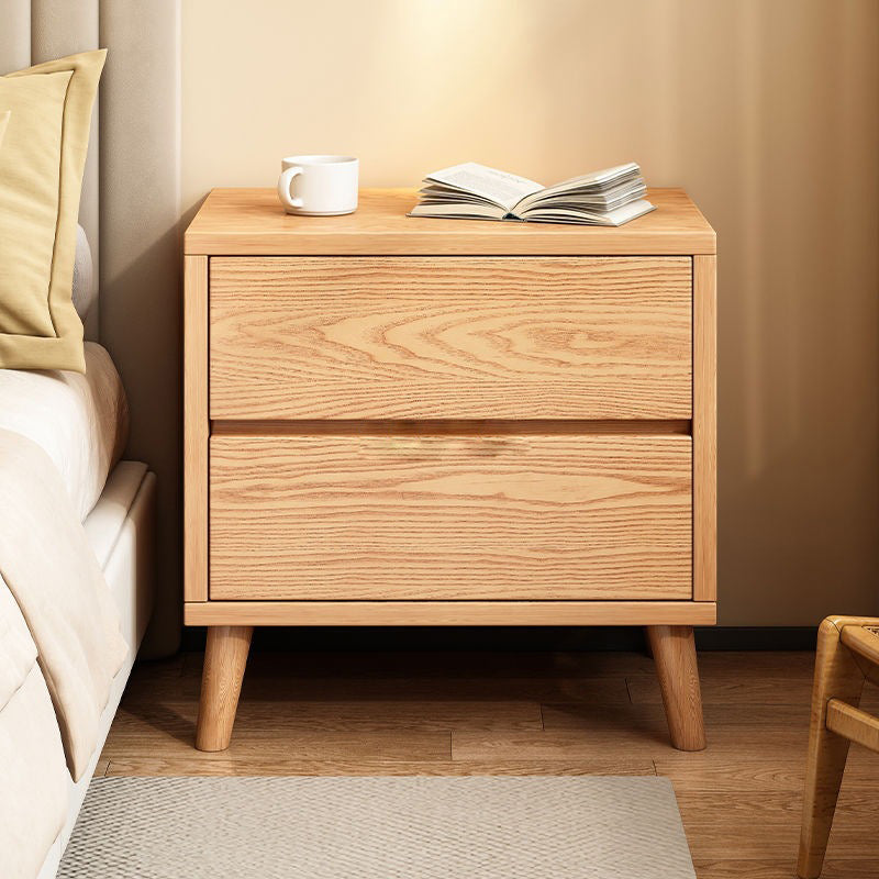 Modern Minimalist Solid Wood Eco-Board Rectangular Nightstand 2/3 Drawers For Bedroom