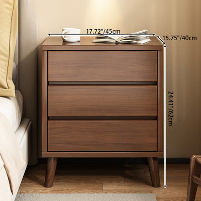 Modern Minimalist Solid Wood Eco-Board Rectangular Nightstand 2/3 Drawers For Bedroom