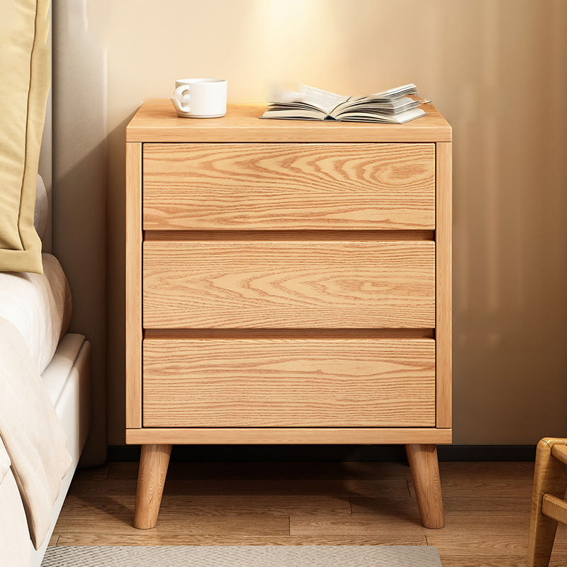 Modern Minimalist Solid Wood Eco-Board Rectangular Nightstand 2/3 Drawers For Bedroom