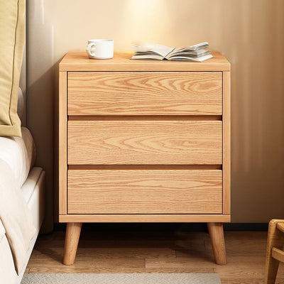 Modern Minimalist Solid Wood Eco-Board Rectangular Nightstand 2/3 Drawers For Bedroom