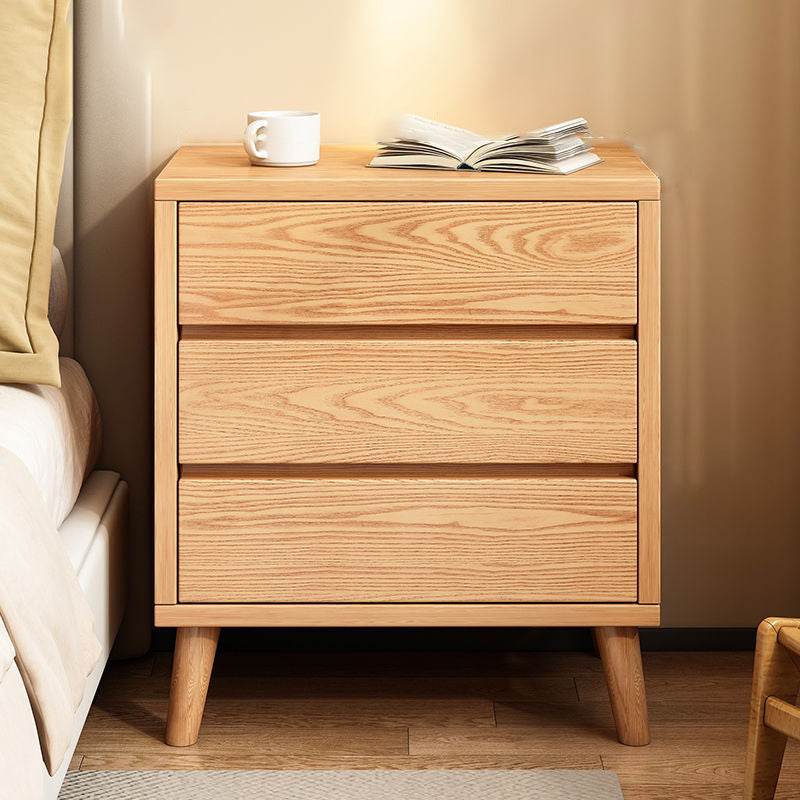 Modern Minimalist Solid Wood Eco-Board Rectangular Nightstand 2/3 Drawers For Bedroom