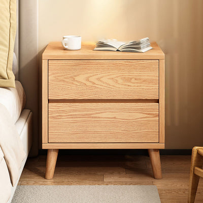 Modern Minimalist Solid Wood Eco-Board Rectangular Nightstand 2/3 Drawers For Bedroom