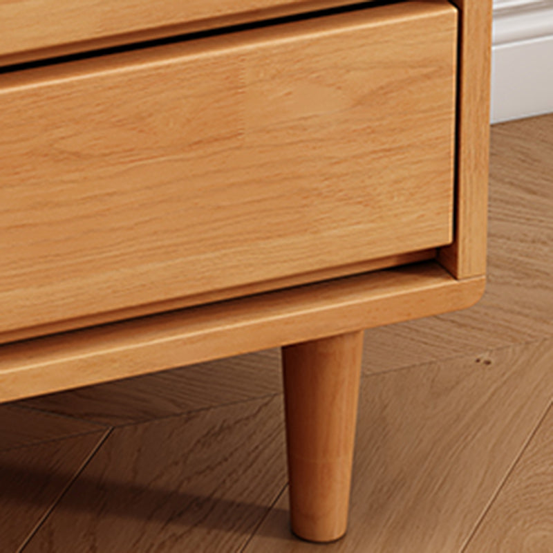 Modern Minimalist Solid Wood &amp; Plywood Rectangular Nightstand 2-Drawer For Bedroom