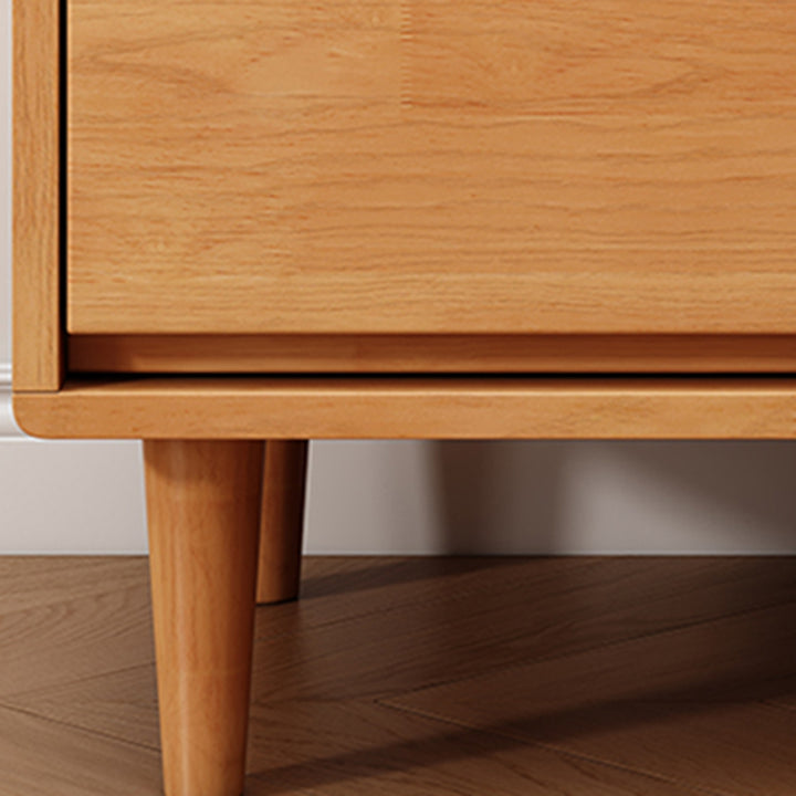 Modern Minimalist Solid Wood &amp; Plywood Rectangular Nightstand 2-Drawer For Bedroom