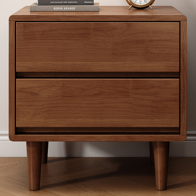 Modern Minimalist Solid Wood &amp; Plywood Rectangular Nightstand 2-Drawer For Bedroom