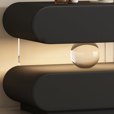 Modern Minimalist Rectangular Oval Solid Wood Cat Scratch Leather Acrylic Crystal Sensor Light Nightstand 2-Drawer Bedroom
