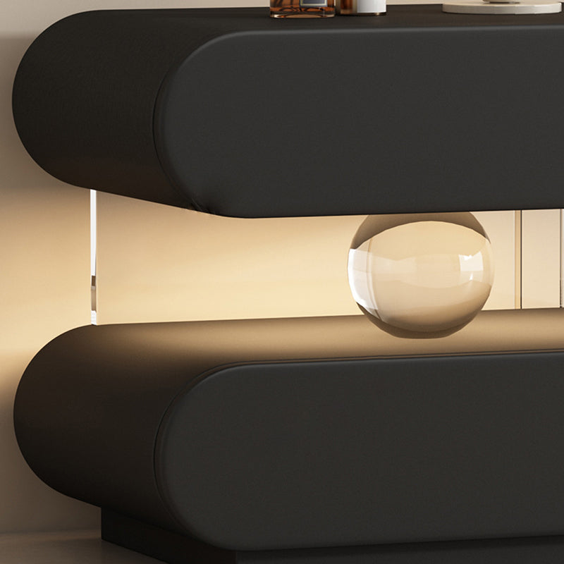 Modern Minimalist Rectangular Oval Solid Wood Cat Scratch Leather Acrylic Crystal Sensor Light Nightstand 2-Drawer Bedroom