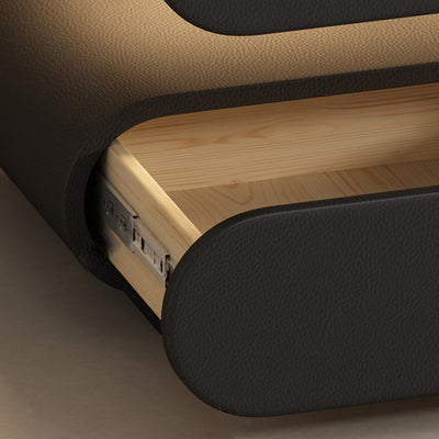 Modern Minimalist Rectangular Oval Solid Wood Cat Scratch Leather Acrylic Crystal Sensor Light Nightstand 2-Drawer Bedroom